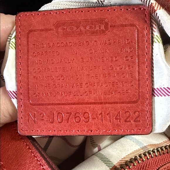 Coach Bleecker Tattersall Chili Orange Leather Hobo Bag - Picture 3 of 17